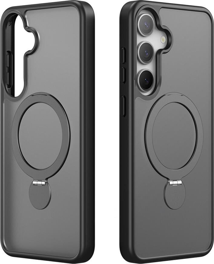 Dux Ducis Yind Mag 360 Stand Case for Samsung Galaxy S25 SM-S931B, Black Matte, MagSafe Compatible Magnetic Ring, 360 Rotating Stand, Anti-fingerprint Shockproof PC TPU Cover