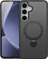 Dux Ducis Yind Mag 360 Stand Case for Samsung Galaxy S25 SM-S931B, Black Matte, MagSafe Compatible Magnetic Ring, 360 Rotating Stand, Anti-fingerprint Shockproof PC TPU Cover