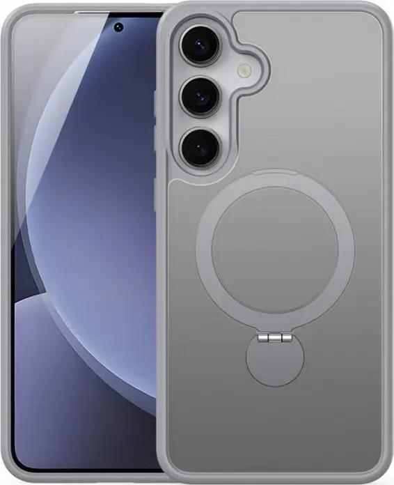 Husa Protectie DUX DUCIS Yind Mag 360 pentru Samsung Galaxy S25 Plus, Gri, Suport Rotabil 360 grade, Inel Magnetic pentru MagSafe, Finisaj Mat