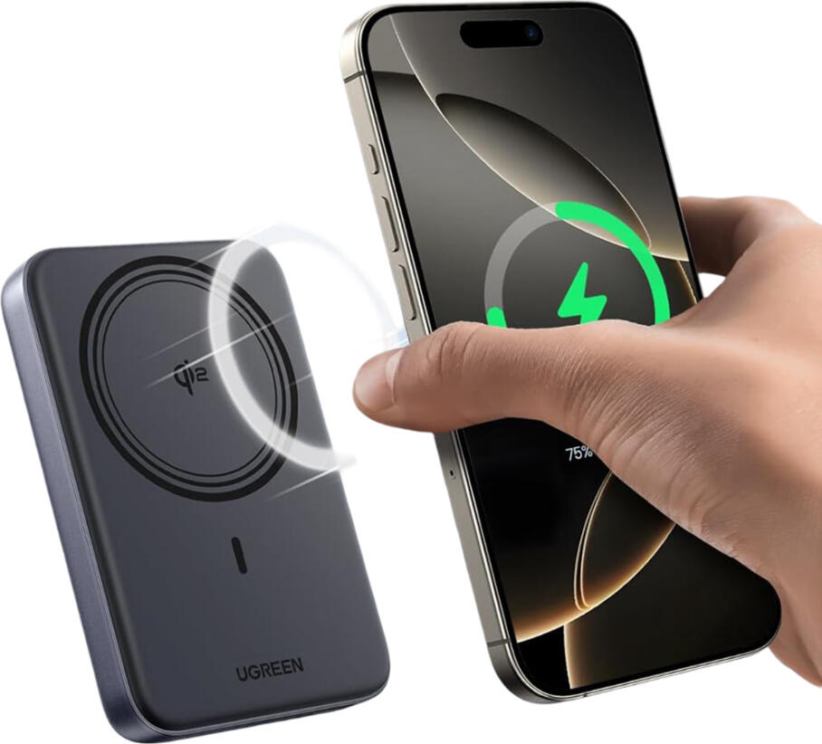 UGREEN MagFlow Magnetic Wireless Power Bank 10000mAh Qi2 Certified 30W PD Fast Charging Portable Battery Pack MagSafe Compatible USB-C