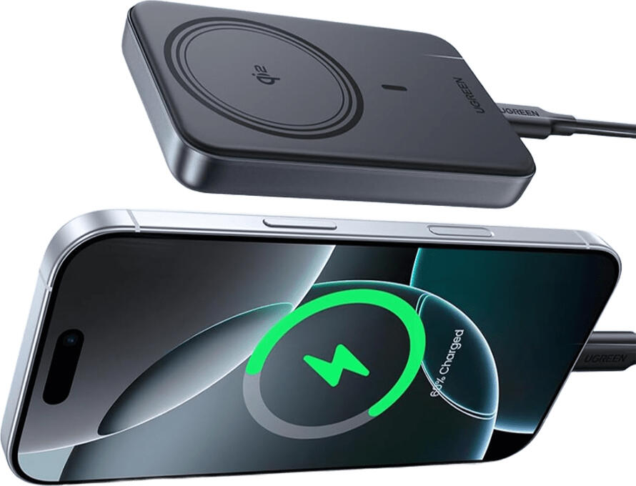 UGREEN MagFlow Magnetic Wireless Power Bank 10000mAh Qi2 Certified 30W PD Fast Charging Portable Battery Pack MagSafe Compatible USB-C