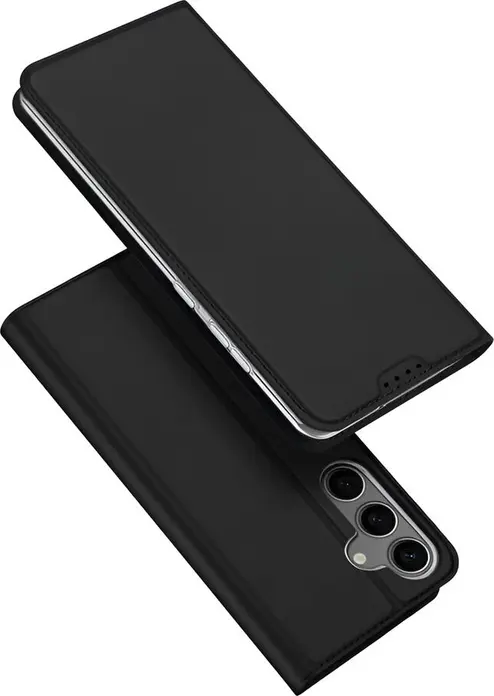 Husa Tip Portofel DUX DUCIS SkinPro pentru Samsung Galaxy S25 Plus, Negru, Piele PU, Copertie Flip cu Sloturi Card, Suport Integrat, Protectie Totala