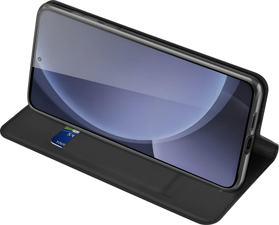 Husa Tip Portofel DUX DUCIS SkinPro pentru Samsung Galaxy S25 Plus, Negru, Piele PU, Copertie Flip cu Sloturi Card, Suport Integrat, Protectie Totala