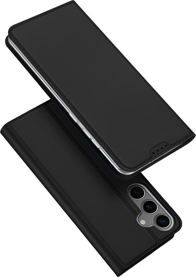 DUX DUCIS SkinPro Wallet Flip Case for Samsung Galaxy S25, Black, PU Leather and TPU Full Body Protection Cover with Card Slot and Stand Function