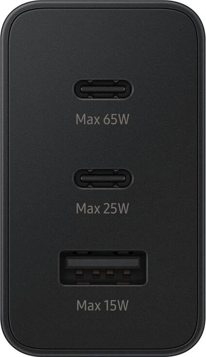Incarcator de perete Samsung 65W Trio EP-T6530 Adaptor Alimentare cu 2x USB-C si 1x USB-A, Super Fast Charging 2.0, PD, Negru