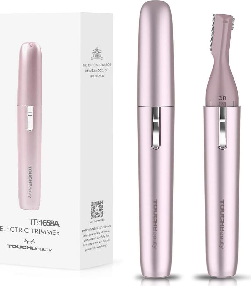 Trimmer Electric pentru Femei TouchBeauty TB1658A, Epilator de Precizie pentru Spranjene si Fata, Lama din Otel Inoxidabil, Design Compact, Roz
