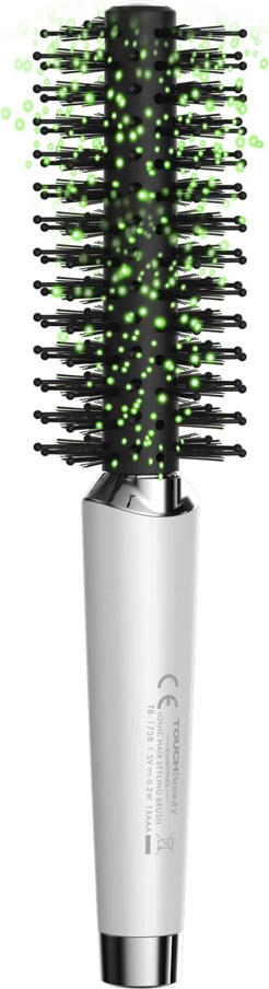 TouchBeauty TB-1758 Ionic Hair Styling Brush, Anti-Static Negative Ion Technology for Smooth Shine, Ergonomic ABS Design, Battery Powered, Silver