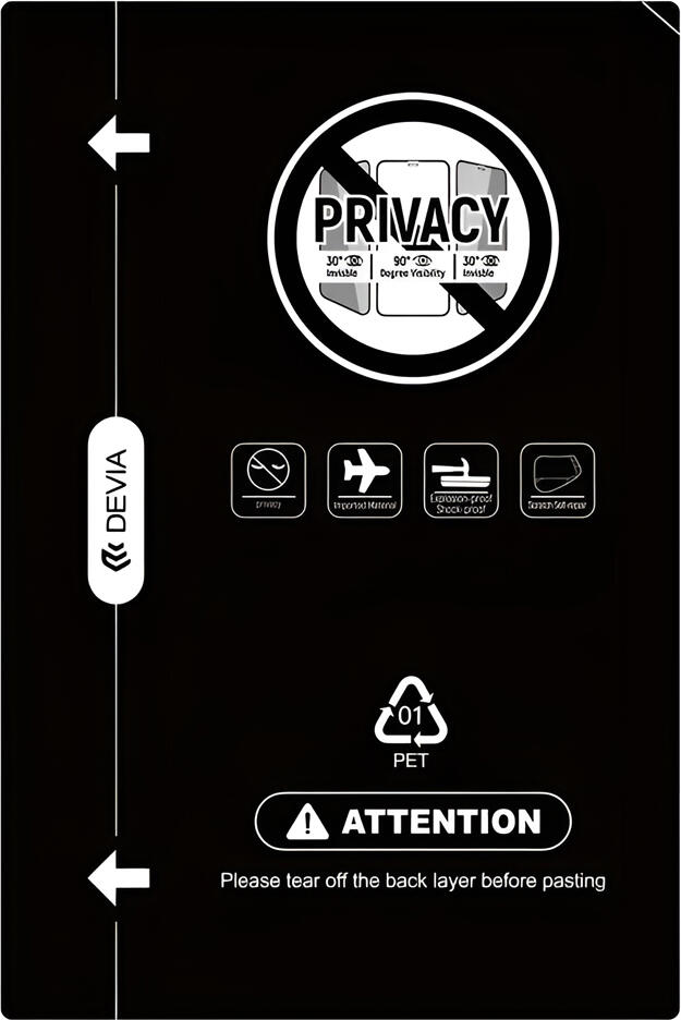 Devia Intelligent TPU Soft Privacy Protector Front Film, 0.18mm Shock-proof Scratch-resistant Screen Guard, 30 Degree Privacy Angle, 12cm x 18cm, 1 piece