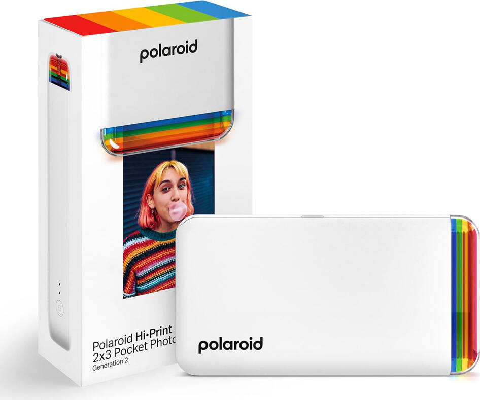 Polaroid Hi-Print 2x3 Gen 2 Pocket Photo Printer, 4PASS Dye Diffusion Thermal Transfer, Bluetooth Connectivity, 54x86mm Prints, White