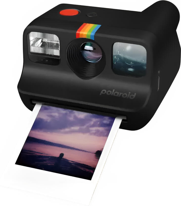 Polaroid Go Generation 2 Instant Camera Everything Box, Black, with 16 Color Film Sheets, USB-C, Selfie Mirror, Double Exposure, 105x84x62mm
