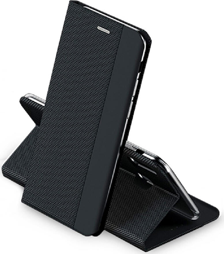 WOO Shell Flip Nylon Case for Oppo Reno 13 Pro 5G, Premium Textured Nylon Wallet Cover with Card Slot, Integrated Stand, 360 Protection, Black