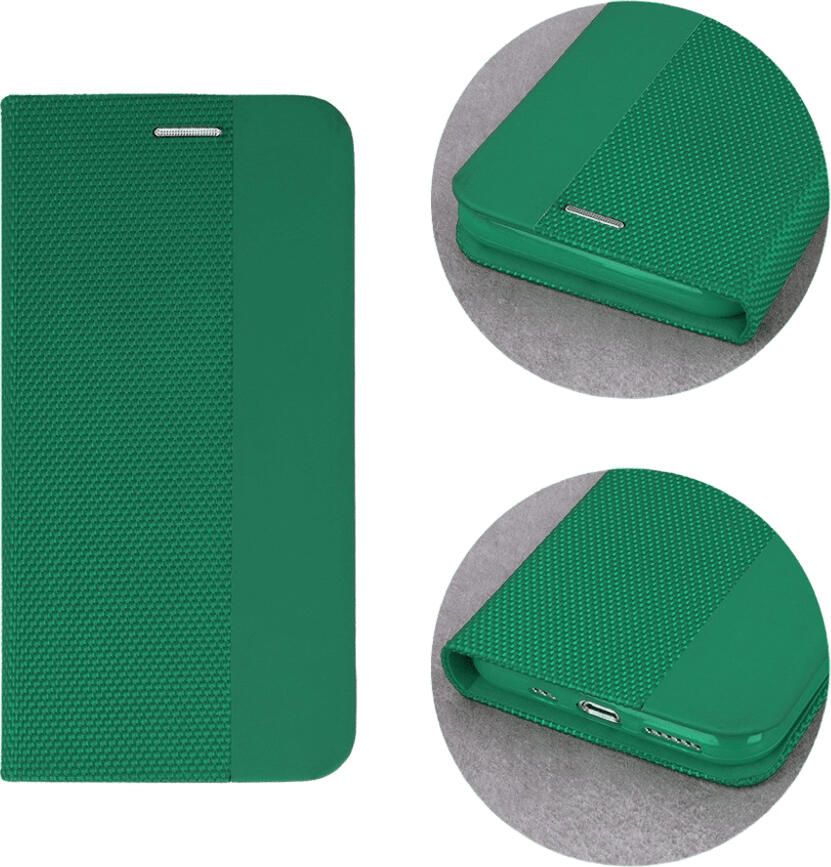 Husa Flip Wallet WOO pentru Xiaomi Redmi Note 14 5G, Verde, Protectie 360 Grade din Nailon Texturat cu Sloturi pentru Carduri si Suport Integrat