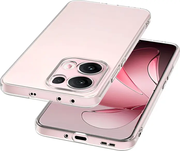 Чехол WOO для Oppo Reno 13 Pro 5G, прозрачный противоударный кейс из мягкого TPU, защита от отпечатков пальцев и скольжения с приподнятыми краями
