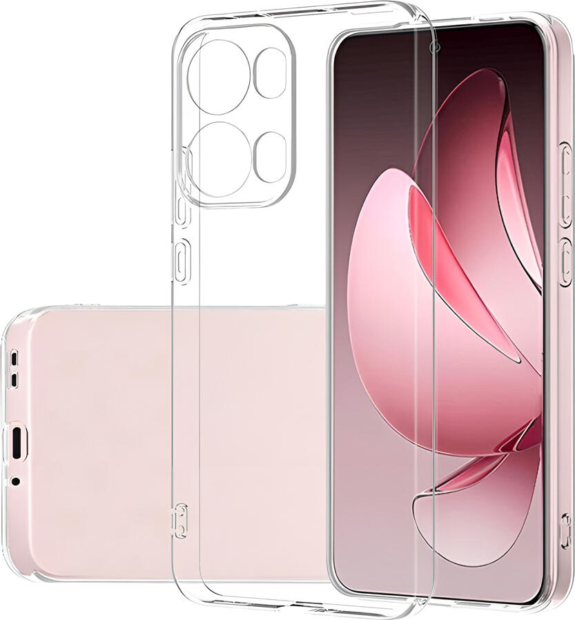 Чехол WOO для Oppo Reno 13 Pro 5G, прозрачный противоударный кейс из мягкого TPU, защита от отпечатков пальцев и скольжения с приподнятыми краями