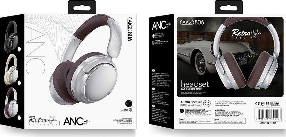 Musen ANC-806 Wireless Over-Ear Headphones with Hybrid Active Noise Cancelling ANC and ENC, Bluetooth 5.3, 40mm Drivers, 36h Battery, Integrated Mic