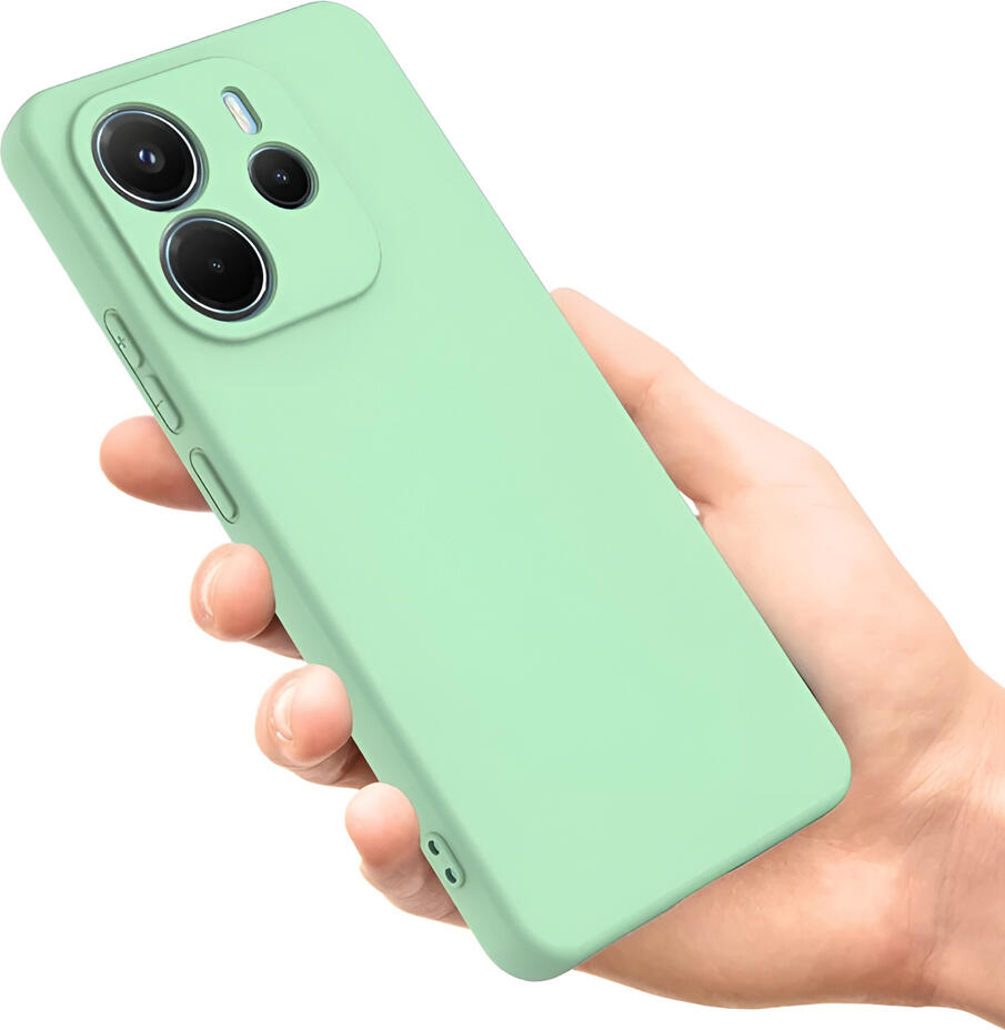 Чехол WOO из жидкого силикона для Xiaomi Redmi Note 14 5G, Зеленый, противоударный soft-touch кейс с подкладкой из микрофибры и защитой камеры