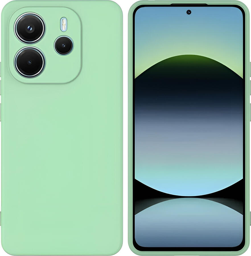 Чехол WOO из жидкого силикона для Xiaomi Redmi Note 14 5G, Зеленый, противоударный soft-touch кейс с подкладкой из микрофибры и защитой камеры