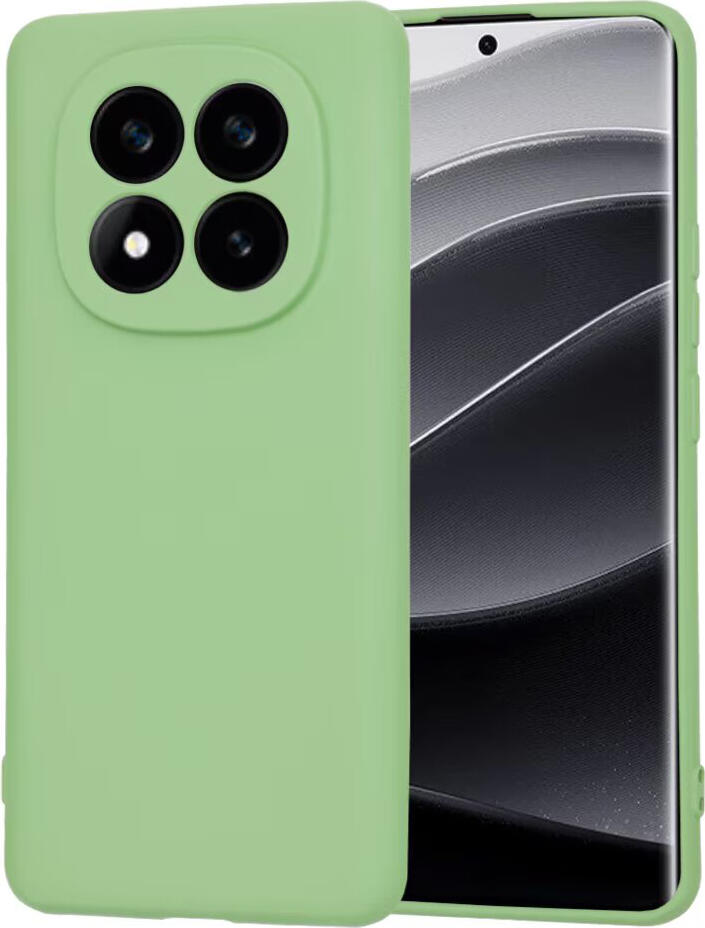 WOO Liquid Silicone Case for Xiaomi Redmi Note 14 Pro 5G, Green, Soft-Touch Matte Shock-Resistant Cover with Microfiber Lining, Minimalist Protective Shell