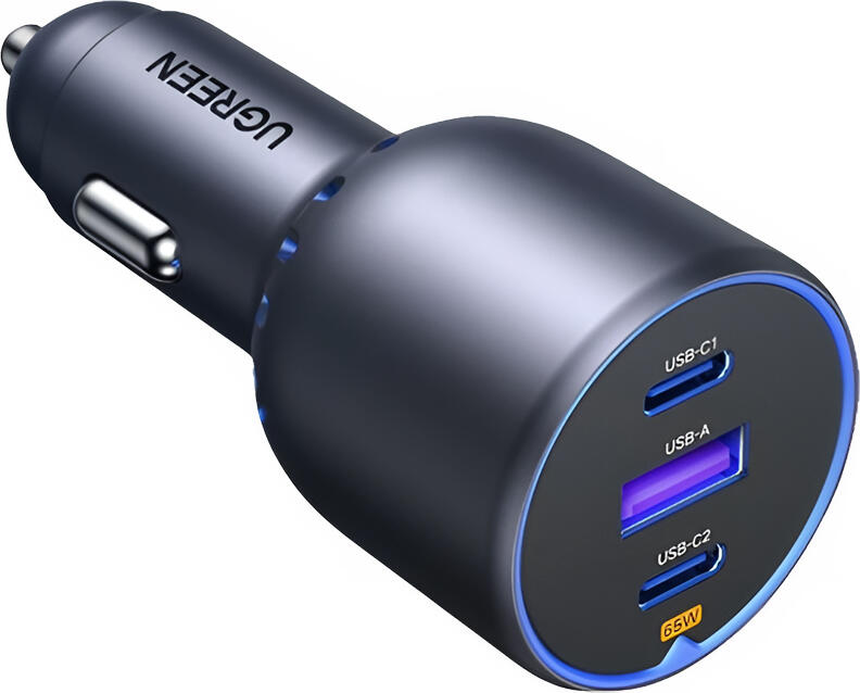 UGREEN Car Charger 2*Type-C+1*USB-A Aluminum 3A 75W, Grey
