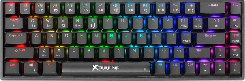 Tastatura Gaming Mecanica Xtrike Me GK-994, Compacta 60%, Tri-mod Wireless 2.4GHz Bluetooth 5.0 Wired USB-C, Switch-uri Red Lineare, Iluminare RGB, Neagra
