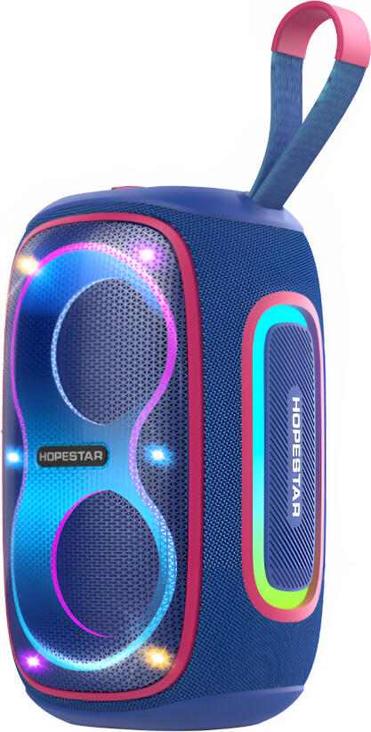 Портативная Bluetooth колонка Hopestar P72, мощность 30 Вт, два динамика по 66 мм, аккумулятор 4000 мАч, защита IPX5, RGB подсветка, TWS, FM-радио, Синий, 1.2кг, 210x80x80мм, Зарядка 3.5ч