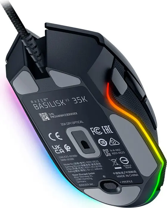 Razer Basilisk V3 35K Gaming Mouse RZ01-0523 Focus Pro 35K Optical Sensor 35000 DPI HyperScroll Tilt Wheel 11 Programmable Buttons Chroma RGB Black
