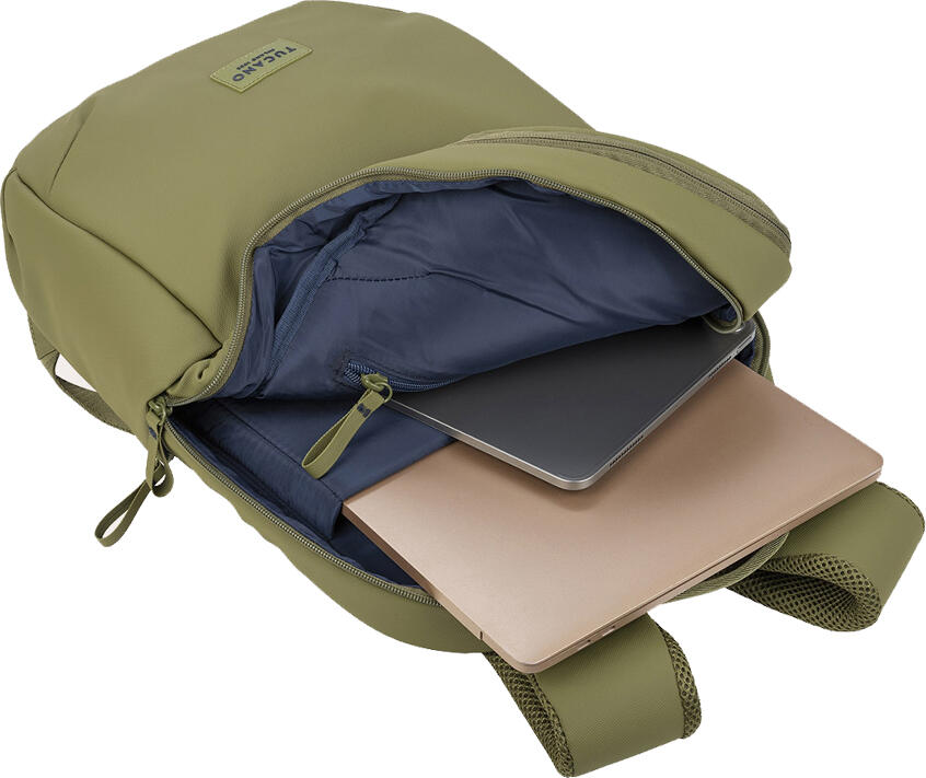 Tucano Laser BKLAS15 Laptop Backpack for 15.6 inch Laptops and MacBook Pro 16, Water-Resistant Recycled Polyester, Ergonomic Design, Military Green