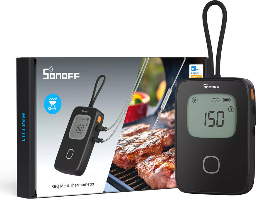 Sonoff BMT01 Smart BBQ Meat Thermometer with 2 SUS304 Stainless Steel Probes, eWeLink App Support, Real-time Monitoring and Alerts, 0-300°C Range