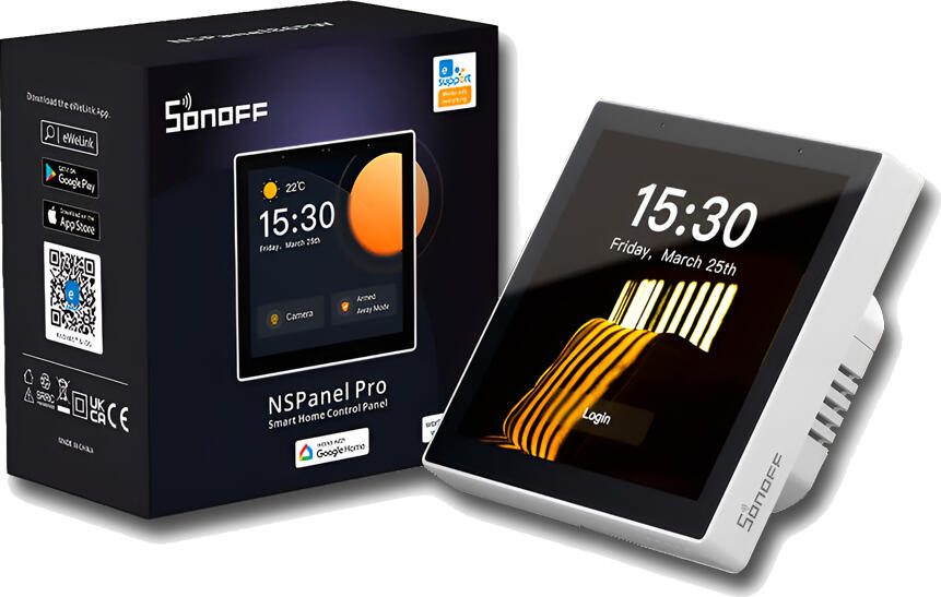 Sonoff NSPanel Pro Smart Home Control Panel, White, 3.95-inch TFT LCD Touchscreen, Zigbee 3.0 Gateway, Quad-core ARM Cortex-A35, 2GB RAM, 8GB ROM, Wi-Fi