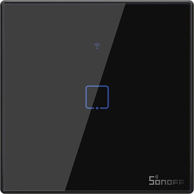 Sonoff TX Series T3EU1C Smart Touch Wall Switch, 1-gang, Wi-Fi 2.4GHz & RF 433.92MHz, eWeLink & IFTTT Support, Glass Panel, EU Standard, Neutral Wire Required