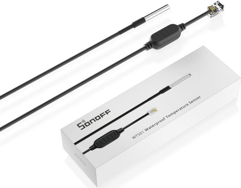 Sonoff WTS01 Waterproof Temperature Sensor, Stainless Steel Probe, RJ9 Connector, 1.5m Cable, -55°C to 125°C for TH Origin and Elite Series