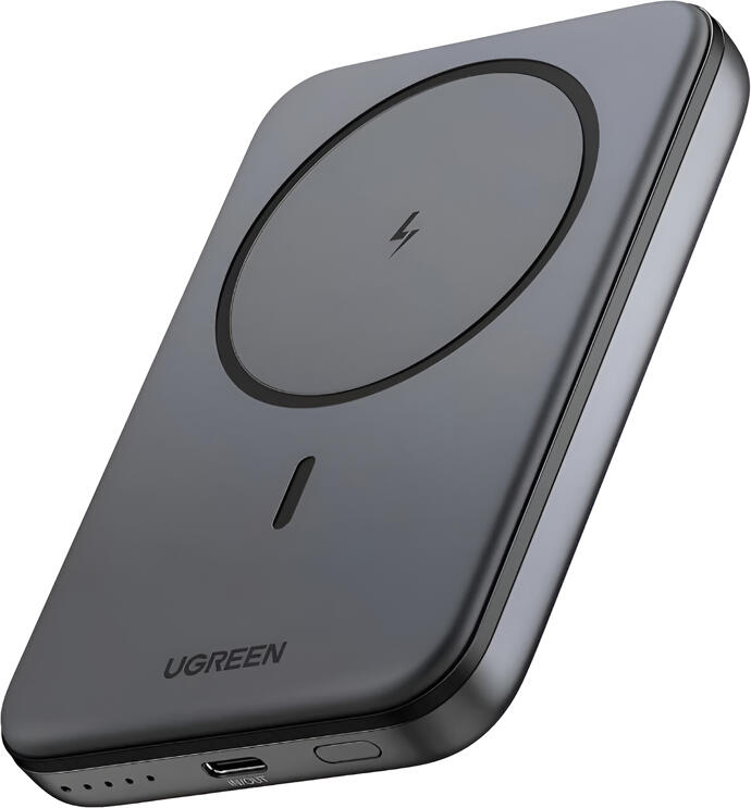 UGREEN Mini Magnetic Wireless Power Bank 10000mAh PB206 Grey, 20W USB-C PD Fast Charging, 15W Qi Wireless Charging, MagSafe Compatible, Trickle Mode