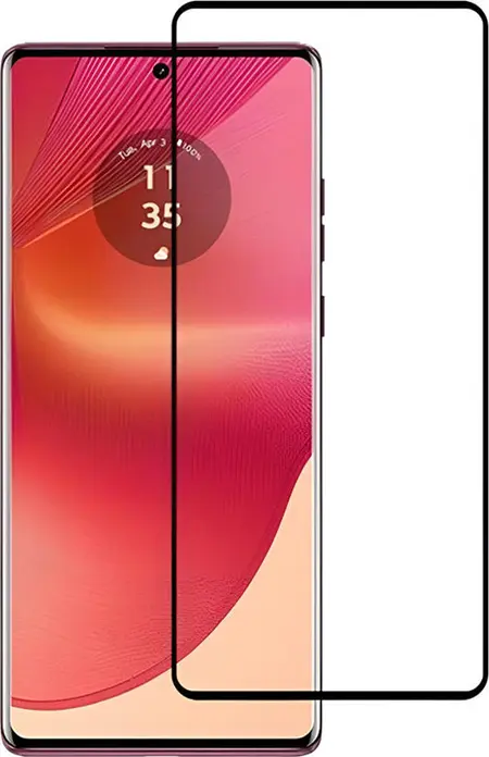 Helmet Diamond Glass 5D Tempered Glass Screen Protector for Motorola Edge 50, 9H Hardness Full Coverage Curved Edges Oleophobic Coating HMTGLMED50HBK