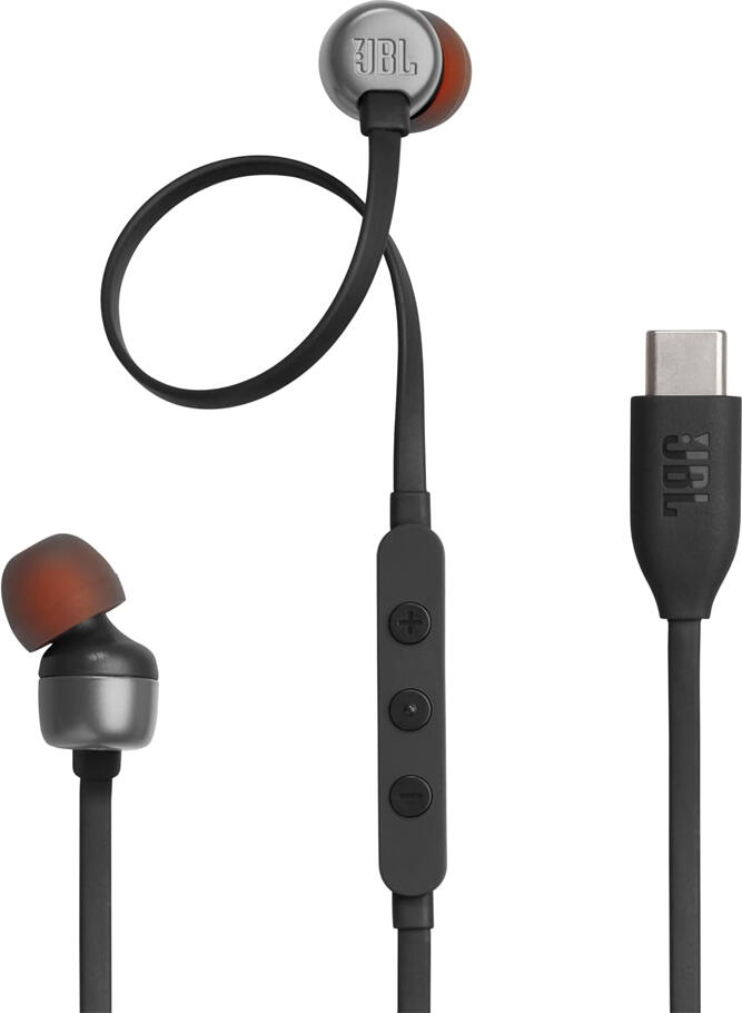 JBL Tune 310C USB-C Wired In-Ear Headphones - Black, with Hi-Res Audio, 9mm Dynamic Drivers, Pure Bass Sound, In-line Remote and Microphone