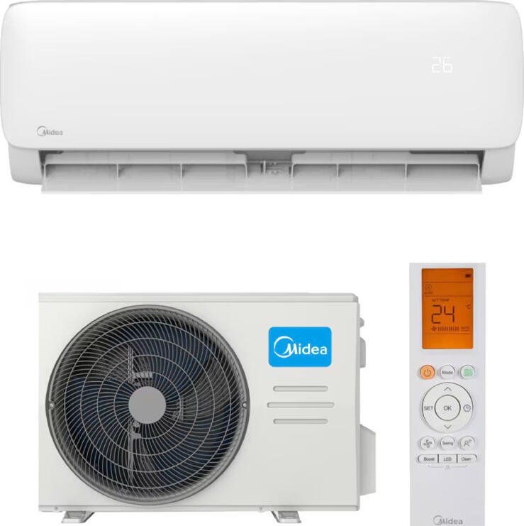 Midea Xtreme Inverter Lite Split Air Conditioner, 24,000 BTU/h, R32 Refrigerant, Energy Class A++, Built-in Wi-Fi, Ionizer, Heating down to -15°C, Cooling up to +50°C