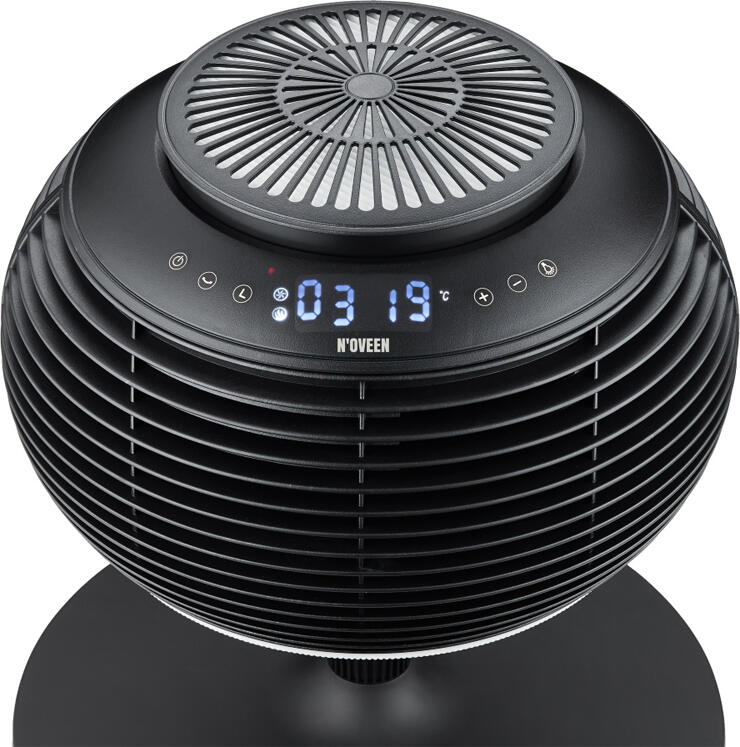 NOVEEN F780 X-LINE 3-in-1 Dome Fan Heater and LED Lamp, HEPA H12 Air Purifier, 12 Speed Levels, 6 Heating Modes, Touch Control & Remote, Black
