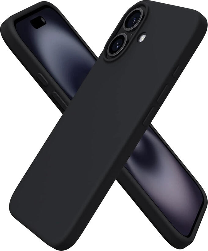 WOO Liquid Silicone MagSafe Case for iPhone 16, Black, Soft Touch Anti-Fingerprint and Dirt-Resistant Cover with Integrated Magnetic Ring