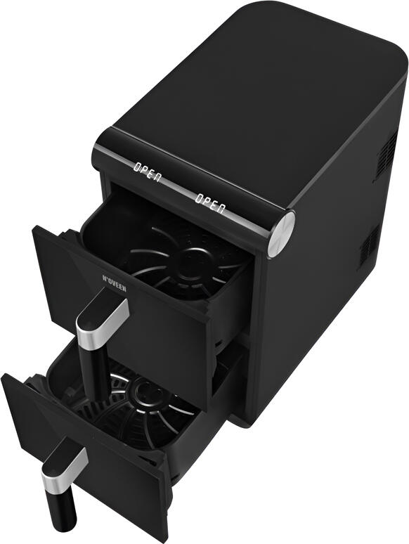N'OVEEN AF5050 DoubleCrisp X-LINE Dual Basket Air Fryer, 11L (2x5.5L), 1700W, Fry Force 360 RAPID AIR Technology, 13 Programs, SYNC Function, Black