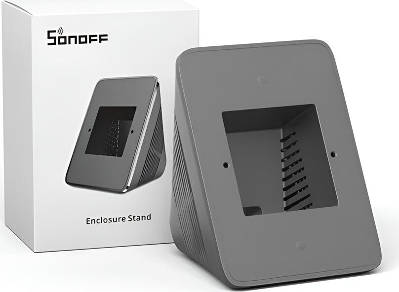 Sonoff Enclosure Stand for NSPanel and NSPanel Pro, Grey, Polycarbonate V0 Fire-Rated Material, Triangular Anti-Tip Desktop Controller Base, Tool-Free Installation