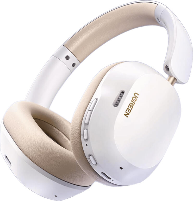 Casca Wireless Over-Ear UGREEN HiTune Max5c HP203, Albă, ANC Adaptiv Hibrid 43dB, Audio Hi-Res LDAC, Bluetooth 5.4, Baterie 75h, Sunet Spatial