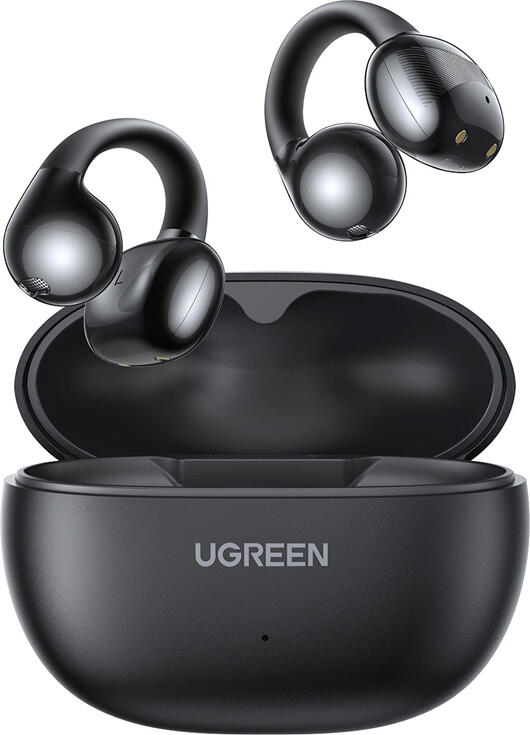 UGREEN HiTune S3 WS209 Open-Ear Clip-On TWS Earbuds, Black, Bluetooth 5.4, 12mm Titanium Driver, AI ENC Noise Reduction, IPX5 Waterproof, 24h Playback