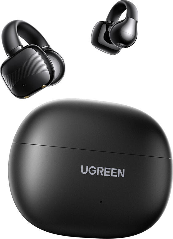 UGREEN HiTune S3 WS209 Open-Ear Clip-On TWS Earbuds, Black, Bluetooth 5.4, 12mm Titanium Driver, AI ENC Noise Reduction, IPX5 Waterproof, 24h Playback