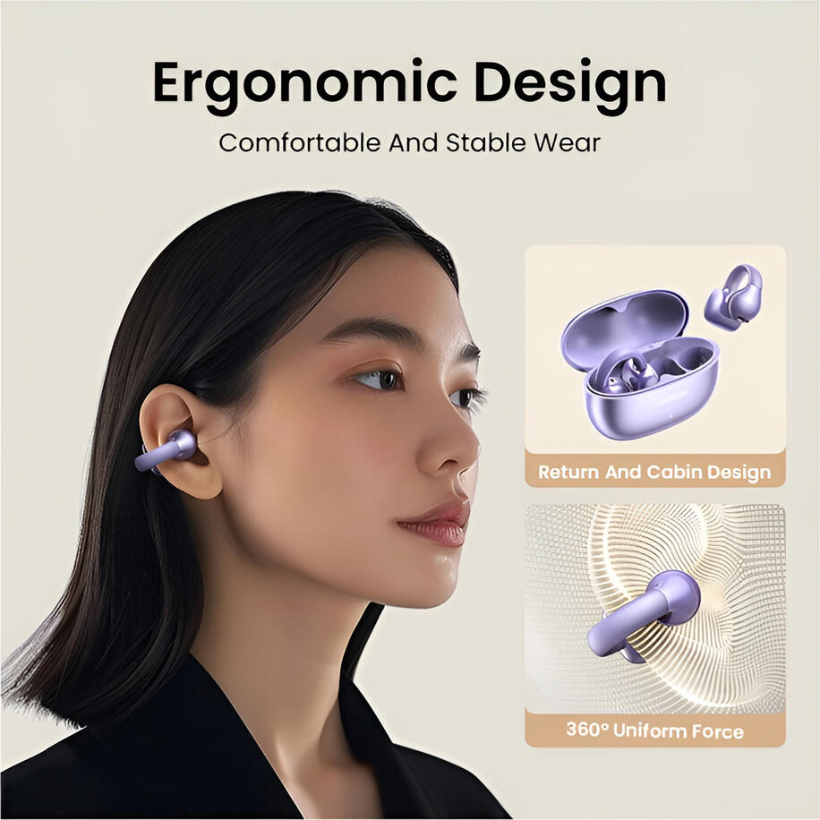 UGREEN HiTune S3 WS209 Open-Ear Clip-On TWS Earbuds, Purple, Bluetooth 5.4, 12mm Titanium Driver, AI ENC Noise Reduction, IPX5 Waterproof, 24h Playback