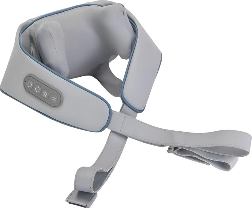 NO Brand Electric Neck Massager with Heating Function and 6 Massage Attachments for Adults, Blue Gray