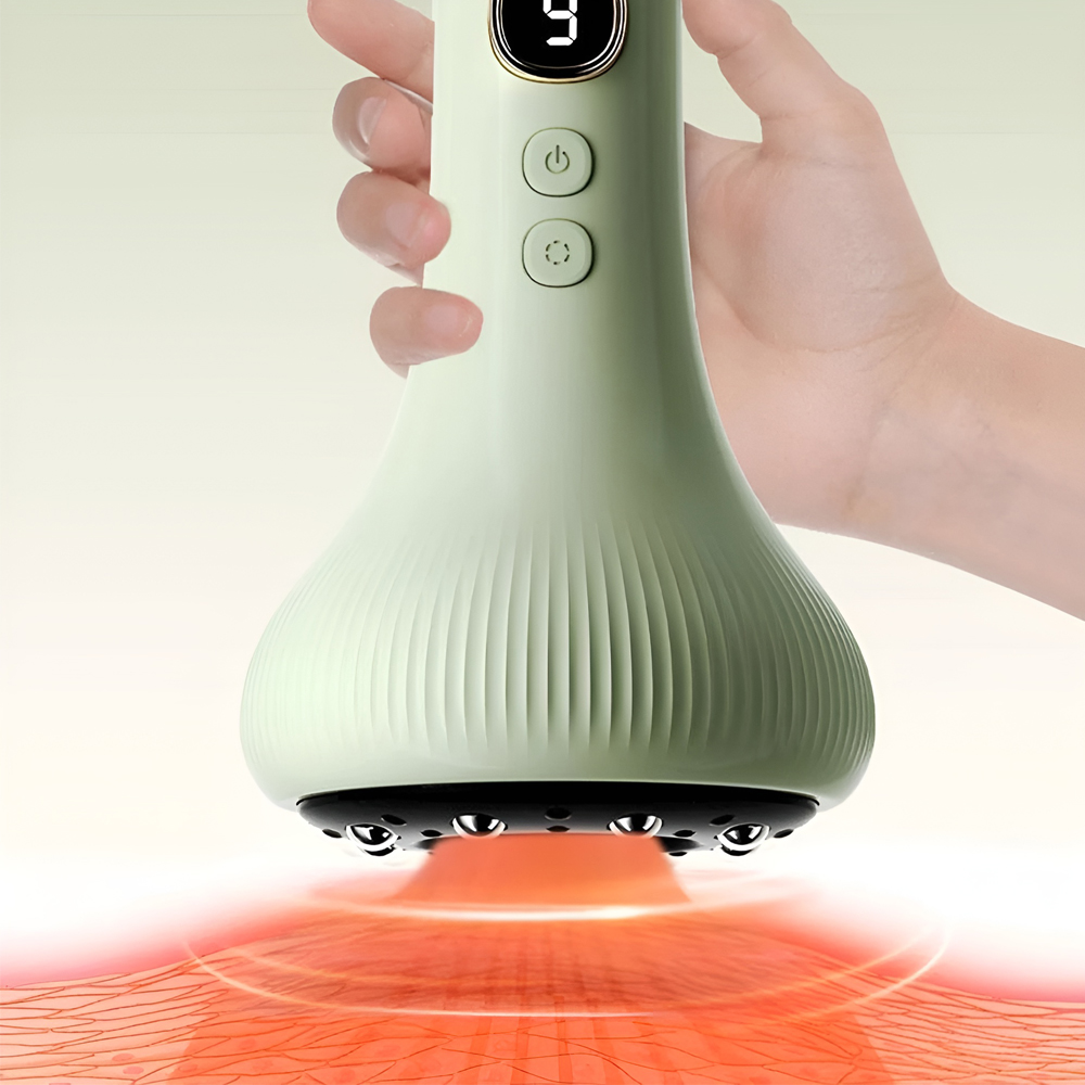 Electric Gua Sha and Cupping All-In-One Machine, Red Light Therapy & Thermal Massage with 9 Heat Levels, LCD Display, ABS Body, Rechargeable Type-C