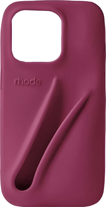Husa Rhode Lip Case pentru iPhone 16, culoare Raspberry Jelly, din silicon lichid mat cu design Bubble si slot integrat pentru Peptide Lip Treatment si Lip Tint