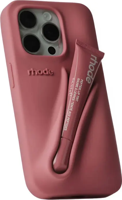 Rhode Lip Case for iPhone 16 in Salty Tan, Liquid Silicone Matte Bubble Cover with Integrated Slot for Peptide Lip Treatment and Lip Tint
