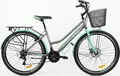 Arise Cherry City Bicycle, Hi-Ten Steel Step-Through Frame, Sun Run Indexed Transmission, Mechanical Disc Brakes, 26 inch, with Basket and Rack