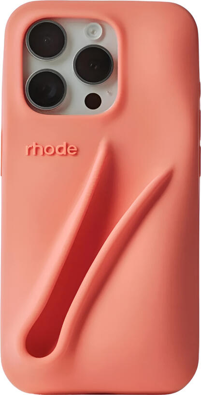 Rhode Lip Case for iPhone 16 Pro, Soft-Touch Silicone Bubble Phone Case with Integrated Peptide Lip Treatment Holder, Peach Pit