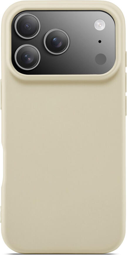 Husa WOO Case din Silicon Lichid pentru iPhone 17 Pro si iPhone 18 Pro, Bej, Protectie Shockproof cu Captusala din Microfibra, Anti-alunecare si Mat